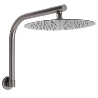KYLINS Gun Metal 12" Rainfall Shower Head + Gooseneck Wall Arm Bath Set