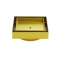 KYLINS 100mm Square Tile Insert Floor Drain Brushed Gold 80mm Waste