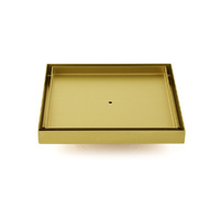 KYLINS 200mm Square Tile Insert Floor Drain Brushed Gold 50mm Waste