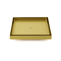 KYLINS 200mm Square Tile Insert Floor Drain Brushed Gold 80mm Waste
