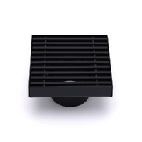 KYLINS Matt Black 100mm Square Strip Shower Floor Drain 50mm Waste