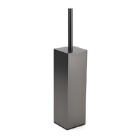 Bathroom Gun Metal Grey Square Toilet Brush 304 Stainless Steel Holder Cup Kit