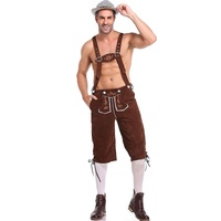 Men's Lederhosen - Genuine Leather, Authentic German Lederhosen for Men, Oktoberfest Attire - Brown-XF7-Brown M