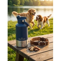 Pawstock 3-in-1 Insulated Dog Water Bottle 1L Navy