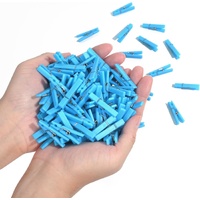 100Pcs Baby Shower Clothespin Games Mini Blue Clothes Pins 1.4 inch for Party Decorations(Blue)