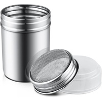 1Pcs Stainless Steel Powder Sugar Shaker Duster with Lid, Fine Mesh Shaker Powder Cans for baking soda Cocoa Cornstarch Coffee Flour ect