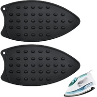 2 Pcs Silicone Iron Rest Pads Multipurpose Iron Hot Resistant Mat Protective Pads for Ironing Board, Flat Irons, Curling Irons (Black)