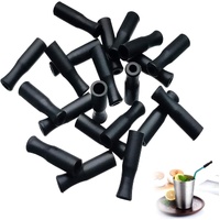 21Pcs Reusable Silicone Straw Tips, Stainless Straw Tips, Black Food Grade Straws Tips Covers Fit for 6mm Wide Stainless Steel Straws And Glass Straws