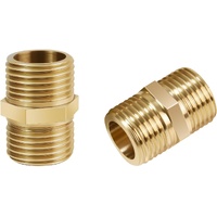 1/2 Inch Npt Brass Nipple Male To Male Pipe Fitting Adapter, Straight Connector for Hose, Brass Fittings (1/2 inch x 1/2 inch NPT Male2 Piece)