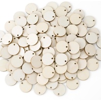 150pcs Unfinished Wood Circle for Crafts, 1 Inch Blank Hanging Wooden Discs with Holes, Natural Wood Circles Disc Cutout for Signs DIY Crafts Decorati