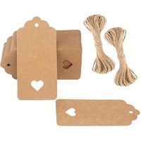 100PCS Blank Gift Tags with String, Kraft Paper Hangtags, Hollow Heart Gift Tags, Wedding Favors Tags for Valentine's, Thanksgiving, Christmas