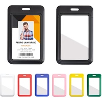 1 Pack Sliding Vertical ID Badge Holder Hard Black Plastic Card Case Protector Pouch with Sided Clear Window for Office School ID Credit Cards and Pro