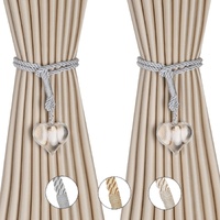 2 Pack Crystal Curtain Tiebacks Luxury Handmade Knots Curtain Ties Elegant Drape Holdbacks Rope for Home Office Drapes Sheer DIY Decoration (Silver, B