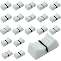 20pcs Fader Knobs, Fader Caps Mixer Slider Fader Knobs Universal Fader Knobs Replacement Fader Cap Slider Straight Slide Potentiometer Knobs, White