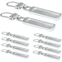 10 PCS Silver Luggage Zipper Pull Replacement, Detachable Metal Zipper Pull Tab Repair Kit for Clothing Jacket Coat Jeans Luggage Suitcase Purse Handb