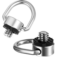 2 Pack D Ring Screw, 1/4"-20 Thread Camera Aluminum Alloy Fixing Screw with Rubber Padded Hinged Holder Quick Release Wrist Strap Sling Accessories fo