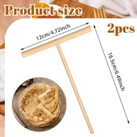 2 Pcs Crepe Spreader 6.1 Inches x 4.7 Inches Natural Wooden Crepe Spatula, Pancake Batter Spreader, Wooden T-Shaped Tool Stick for Crepes Wood Crepes 