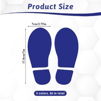 18 Pairs Colorful Floor Decals - Size Shoes Footprints for Classroom & Office - Guide Directions