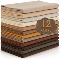 12 Rolls 8"x35"(20.5x90cm) 1.4mm Thick Soft Felt Fabric Sheet 12 Assorted Brown Tone Series Colors Felt Pack for DIY Craft Sewing Squares Nonwoven Pat