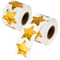 1000 Pcs Large Holographic Gold Star Stickers, 1.5" Star Adhesive Label Stickers, Self Adhesive Metallic Glitter Foil Stickers for Parents, Teachers a