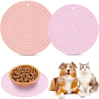 2 Pieces Silicone Pet Food Mat Pet Feeding Mat for Dog and Cat Food Bowl Placemat Preventing Food and Water Overflow Suitable for Medium and Small Pet