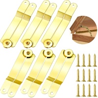 10pcs Gold Lid Support Hinge with 20 Screw, Foldable Lid Stay Safety Hinges, Rustproof 135 Degree Rotatable Hinge for Wooden Box Toy Jewelry Gift Wood