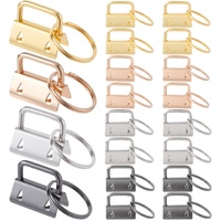 20 Pack Key Fob Hardware, Wristlet Keyfob Hardware Set with Split Rings, 25mm Keychain Clamp for Wristlets Key Lanyards Webbing Leash- 4 Colors