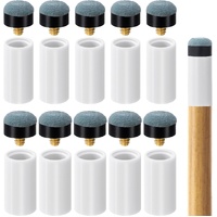 10 Sets Pool Cue Tips with Stick Ferrules, Screw On Billiard Cues Tips Replacement Kit, 12mm & 13mm No Need Glue or Clamp Billiard Accessories for Sno