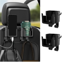 2PCS Multifunctional Car Cup Holder + Car Phone Holder + Car Purse Hook,Hanging Back Seat Car Organizer with Headrest Hooks,Universal Car Organizer Ca