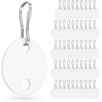 50 Pcs Key Tags 1 Inch Plastic Key Chain Tags with Metal Snap Hooks Double-Sided Writable White Tags Sturdy Key Item Identifiers for Home and Office