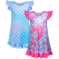 2pcs Girls Nightgowns Unicorn Mermaid Pajamas for Toddler Girls Princess Nightgown Sleepwear for Kids 3-9 Years