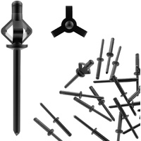 100 Pcs 3/16" x 1" Tri-Fold Exploding Rivets, All Black Long Tri Grip Rivets, Solid Aluminum Blind Rivets for Metal Leather Rivets for Kayak Marine Bo