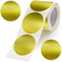Embossing Stickers 300Pcs 2'' Gold Foil Seals Stickers for Certificates Self Adhesive Envelope Seal Label Sticker with Serrated Edge Blank Embosser St