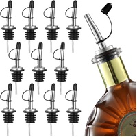 12 Pack Liquor Pour Spout, Stainless Steel Liquor Bottle Pourers with Rubber Dust Caps for Alcohol, Olive Oil, Liquor Pourers with Dust Caps, Speed Po