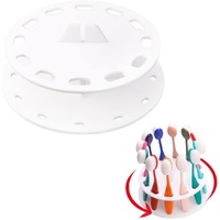 12 Hole Round Shape Drying Rack Storage Display Bracket Shelf Holder ,Spinning Storage Caddy for Oval Ink Blending Brushes Blender（White）