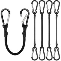 4 Pack Bungee Cords with Carabiner Outdoor Climbing Bounce Rope Elastic Tie Down Straps with Hooks Mini Short Bungee Straps Dual-Hook Design for Tents