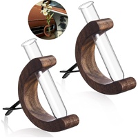 2 Pcs Mini Glass Car Flower Vase Clip Holder Car Propagation Vase Vent Clip Plant Holder Auto Glass Tube for Plants Decor Wooden Ornament Decorations 