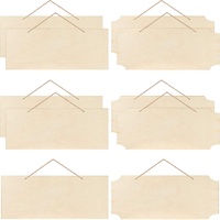10 Pcs Unfinished Hanging Wood Sign Easter 9.8 x 3.9 Inch Rectangle Blank Wooden Plaque Blank Hanging Wooden Slices Banners with Ropes for Spring Pain