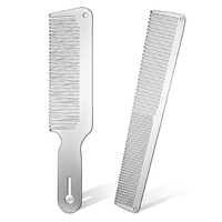 2 Pcs Stainless Steel Comb for Men, Metal Fine Tooth Flat Top Clipper Comb Set for Men Women Barber Salon, 2 Styles(Silver)