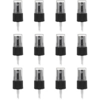 12 Pcs Black Spray Top, 18/410 Fine Mist Sprayer Reusable Replacement Spray Bottle Pump Stripe Plastic Top for Cosmetic Perfume and Body Sprays Bottle
