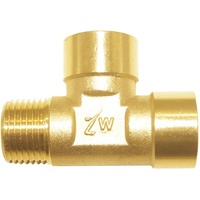 Brass Pipe Fitting Barstock Tee 3 Way NPT 1/2" Female x 1/2" Female x 1/2" Male Hose Fitting