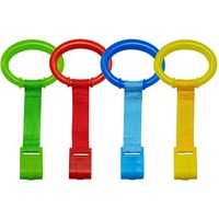 4 PCS 4 Colors Plastic Baby Crib Pull Rings Kids Walking Exercises Assistant Stand Up Cot Hanging Rings for Infant Baby Toddler Practice Tool