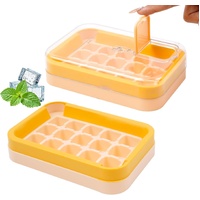 2-in-1 Ice Cube Tray with Lid Easy Release One Press Ice Mold Set for Freezer
