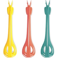 3-Piece Handheld Egg Beater Set 2-in-1 Food Tongs Mixer Salad Mixing Kitchen Tools for Cooking Baking