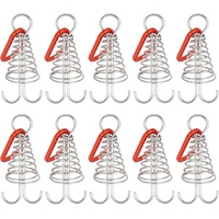 10 Pack Tent Pegs Aluminium Alloy Visgraat Shaped Windproof Octopus Tenthorns with Spring Clips Portable Rope Anchors for Camping Tents