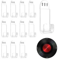 12 Pack Acrylic Transparent Vinyl Record Holder Wall Mount No Drilling Required Display Rack