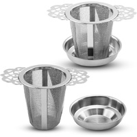 2 Pack Stainless Steel Tea Strainers for Loose Leaf Tea - Reusable Tea Filters