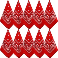 10 Pack Red Paisley Bandanas 55x55cm Polyester Headband Scarf Tie Accessories