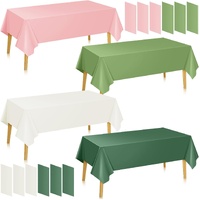 12 Pcs Sage Green and Pink Plastic Tablecloth 54 x 108 Inch 4 Colors Disposable Rectangle Table Cover Waterproof Table Cloth for Boho Wedding Bridal B