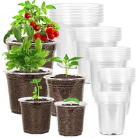 30 Pack 3.5/4/5/6/7 Inch Clear Nursery Pots with Drainage Holes, Transparent Plastic Pots for Plants, Reinforced Seed Starter Pots Flower Pots